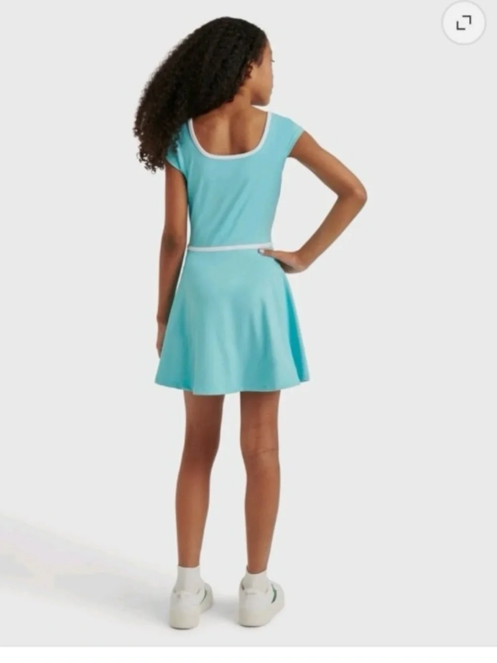 Justice Aqua Fit-and-Flare Dress with White Trim Built in Shorts